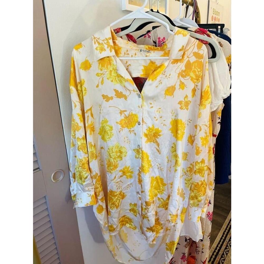 Intimately Free People Yellow Floral Blouse SP